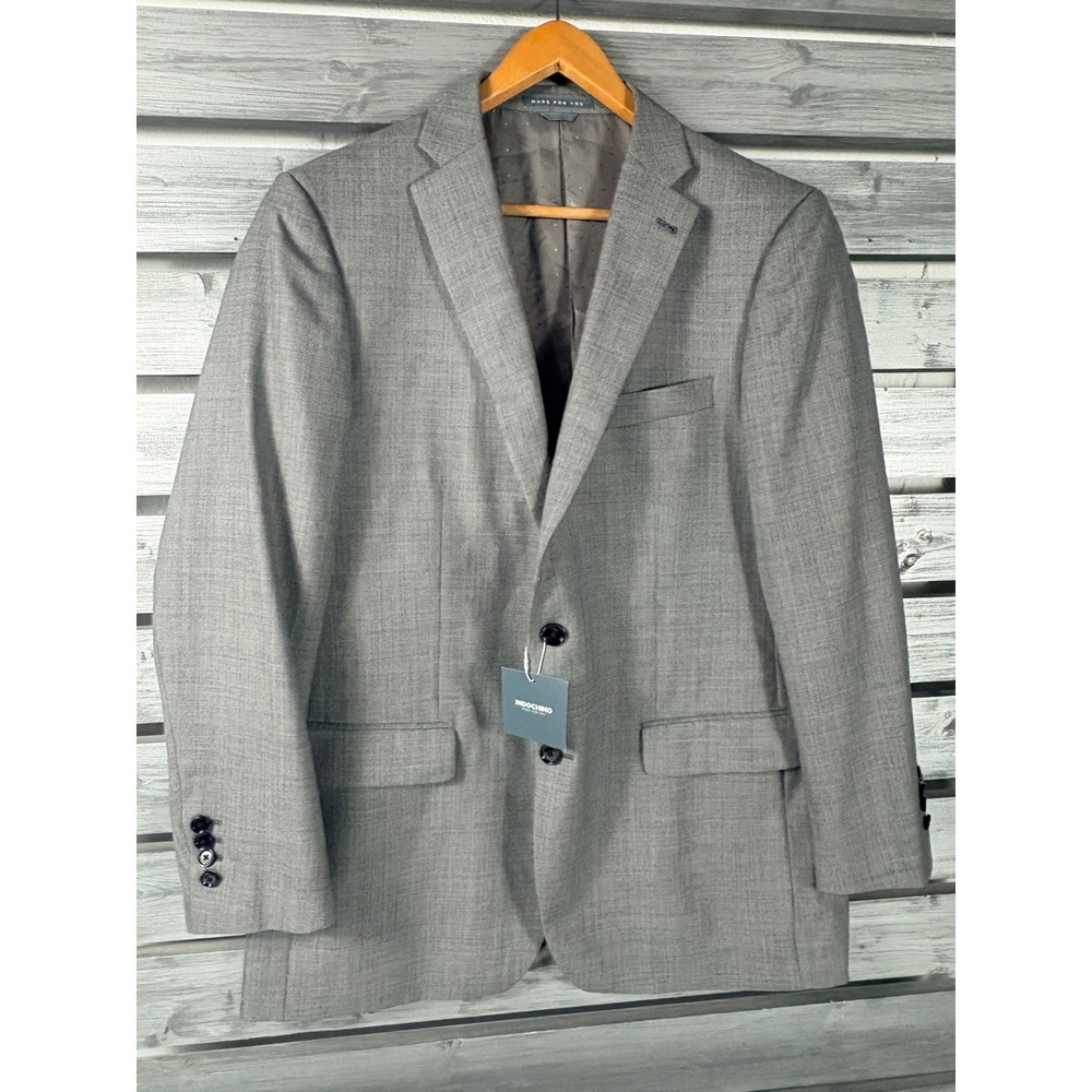Indochino Newbury Mens 46 Grey 100% Wool Blazer Suit Jacket NWT NEW